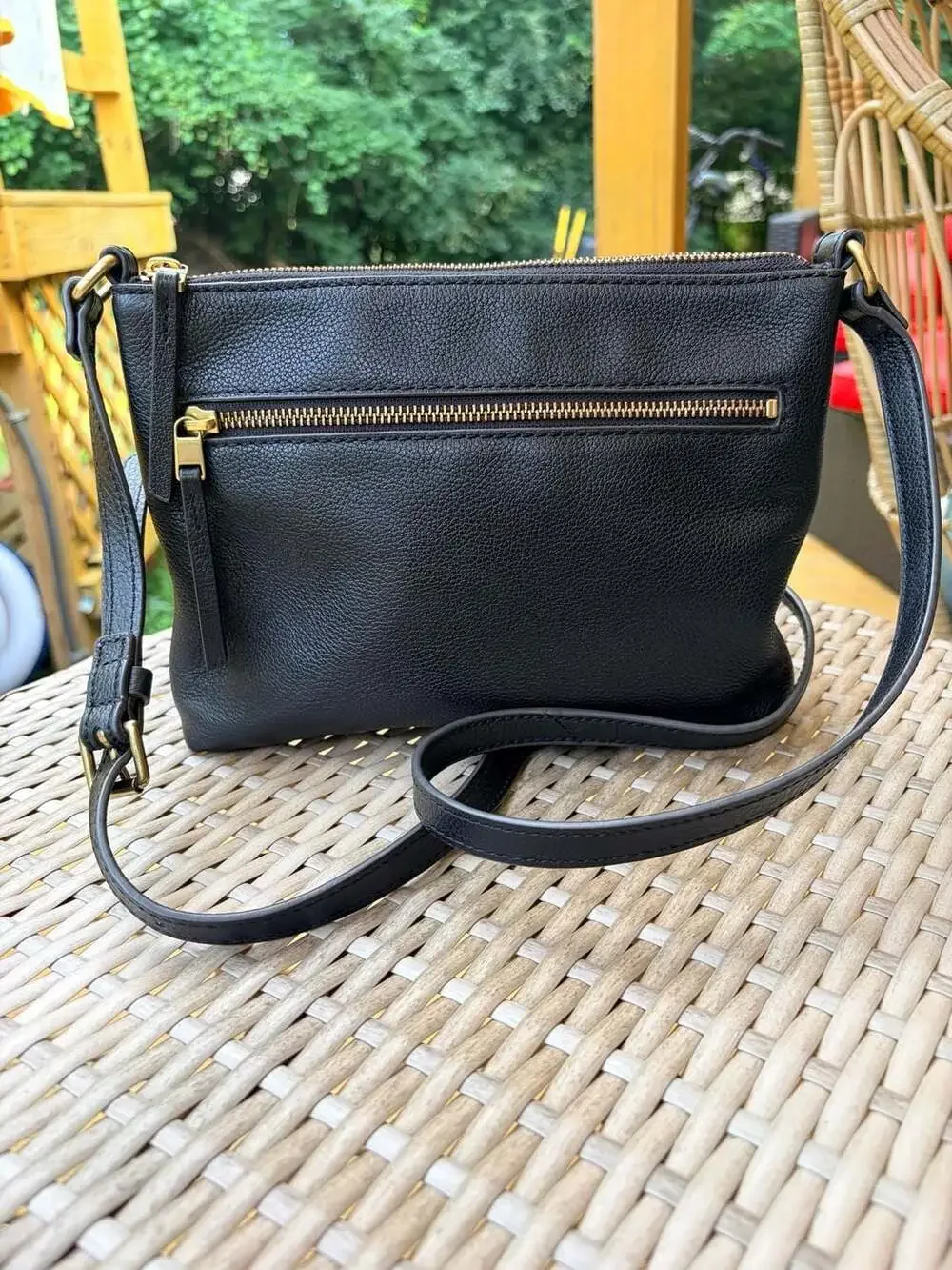 Fossil Fiona Small Black Leather Crossbody Bag